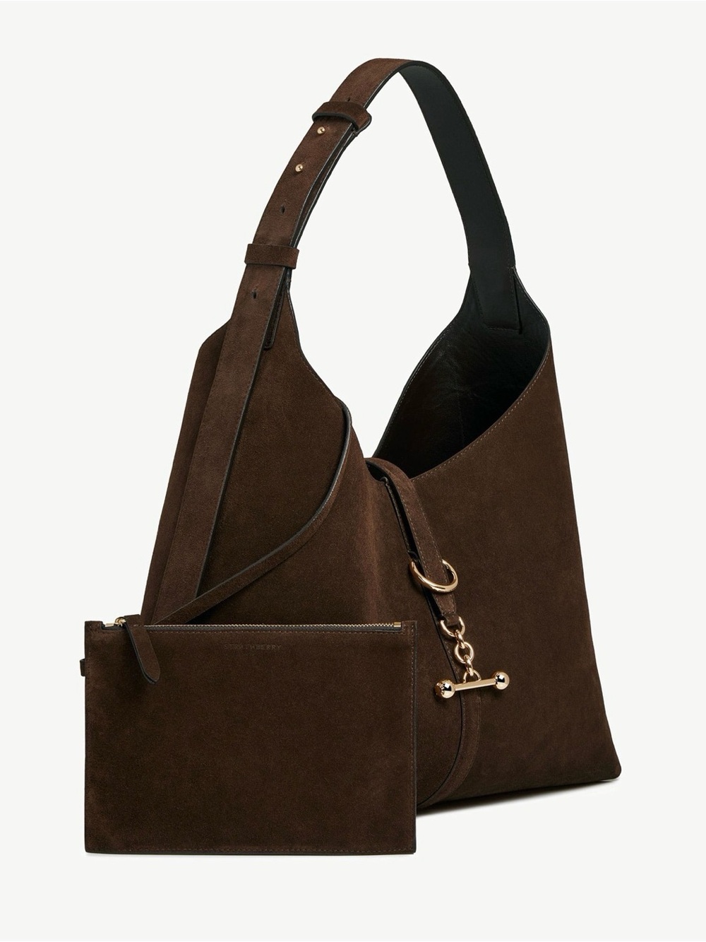 Strathberry Kite Maxi Suede Hobo Bag Chocolate Suede - Picture 3 of 5